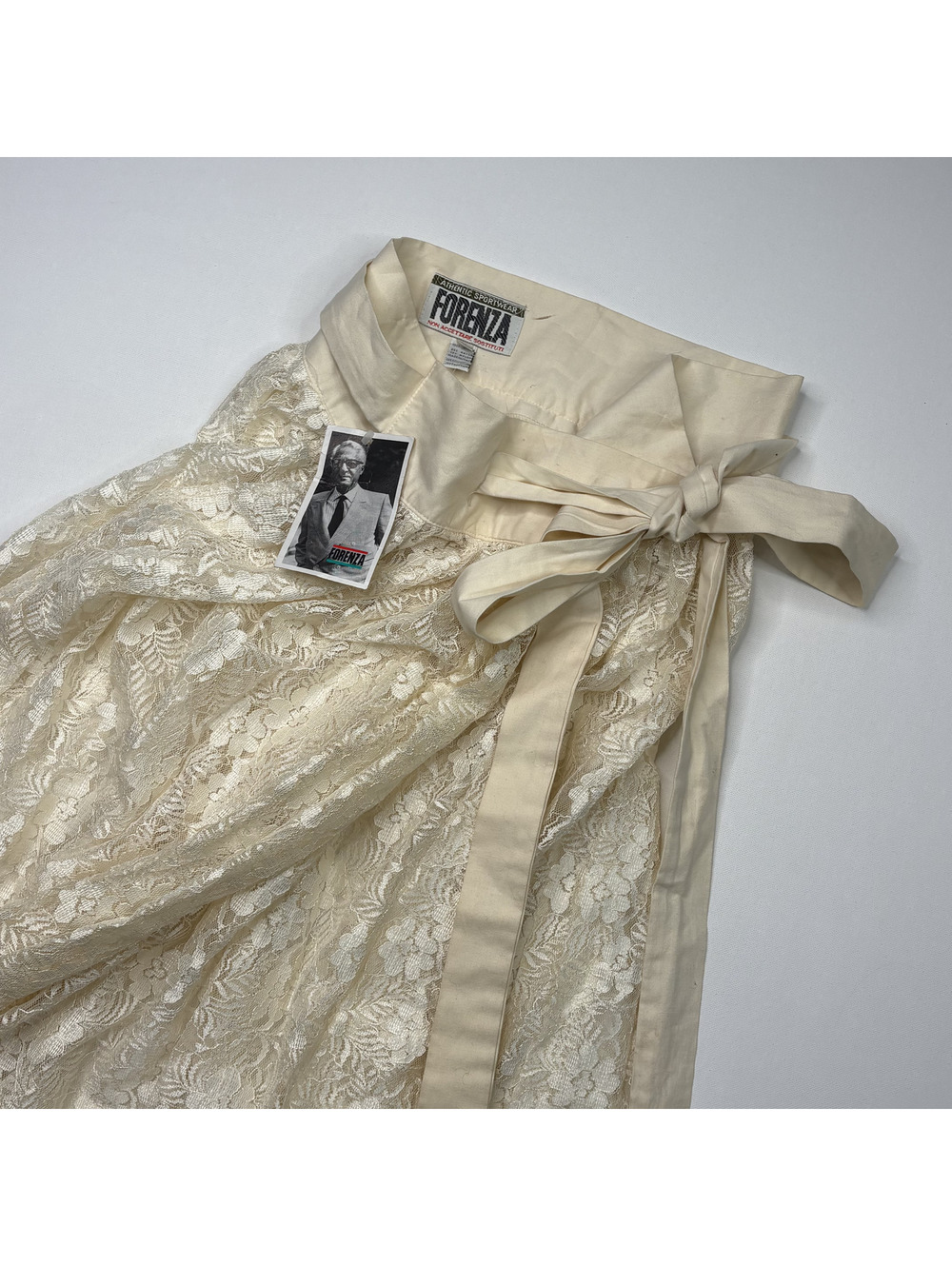 Vintage Forenza Italian Lace Tie Waist Skirt Ivory L